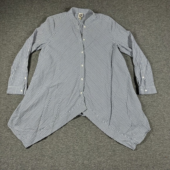 Anne Klein Tops - Anne Klein Button Up Lagenlook Tunic Shirt Womens 10 Blue White Gingham Check